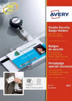 Avery Double Security Badge Holders with Clip 54x90mm PK10