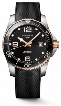 Longines Hydroconquest 41mm Black Dial Rubber Strap Watch