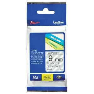 Brother P-touch TZe-121 9mm x 8m Laminated Labelling Tape Black on Clear