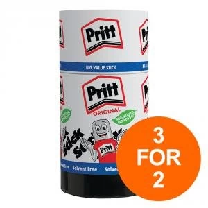 Pritt Stick Glue Solid Washable Non toxic Jumbo 90g Ref 45552966 Pack