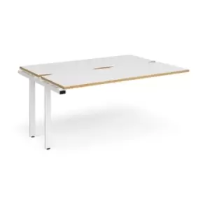 Bench Desk Add On 2 Person Rectangular Desks 1600mm White/Oak Tops With White Frames 1200mm Depth Adapt