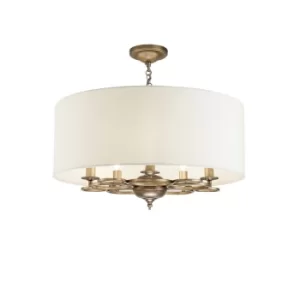 Anna Cylindrical Ceiling Pendant Lamp Gold Antique, 5 Light, E14