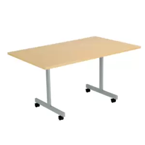 One Eighty Tilting Table 1400 X 800 Silver Legs Nova Oak Rectangular Top