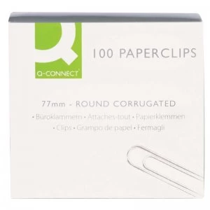 Q-Connect 77mm Wavy Paperclips - 100 Pack