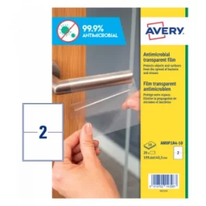 Avery Antimicrobial Film Label Permanent 199.6x143.5mm 2 Per A4 Sheet