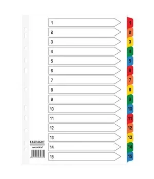 ValueX Index 1-15 A4 Mylar Coloured Tabs White