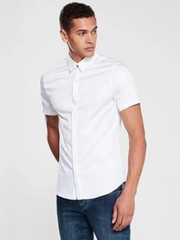 Armani Exchange Slim Short Sleeve Stretch Shirt White Size L Men