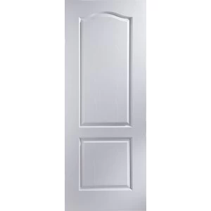 2 panel Arched Pre-painted White Woodgrain effect LH & RH Internal Door (H)1981mm (W)762mm