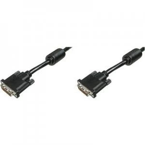 Digitus DVI Cable 10.00 m screwable, incl. ferrite core Black [1x DVI plug 25-pin - 1x DVI plug 25-pin]