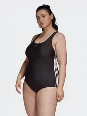 adidas Classic 3-stripes Swimsuit, Navy/Turquoise, Size 2X, Women