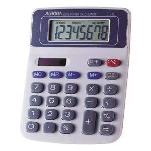 Aurora WhiteBlue 8-Digit Semi-Desk Calculator DT210