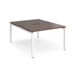 Bench Desk 2 Person Rectangular Desks 1200mm Walnut Tops With White Frames 1600mm Depth Adapt