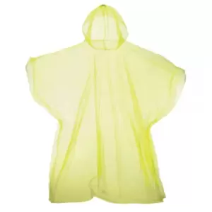 Hooded Plastic Reusable Poncho (One Size) (Yellow)