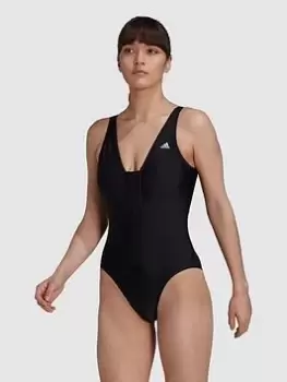 adidas Iconisea 3 Stripes Swimsuit - Black, Size 36, Women