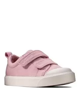 Clarks City Bright Toddler Canvas Plimsoll - Pink, Size 9 Younger