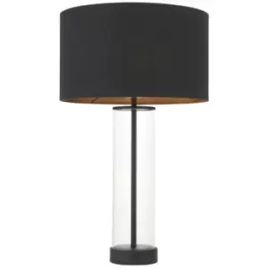 Endon Lessina Complete Table Lamp, Matt Black, Glass, Black Cotton Fabric