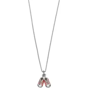 Childrens D For Diamond Sterling Silver Pink Bootie Necklace