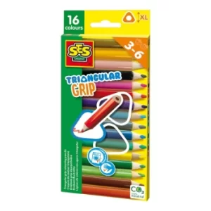 SES CREATIVE Childrens Triangular Grip Thick Colouring Pencils, 16 Pieces, 3 to 6 Years (14692)