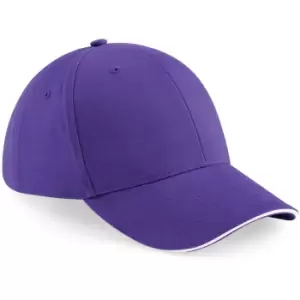 Beechfield Adults Unisex Athleisure Cotton Baseball Cap (One Size) (Purple/White)