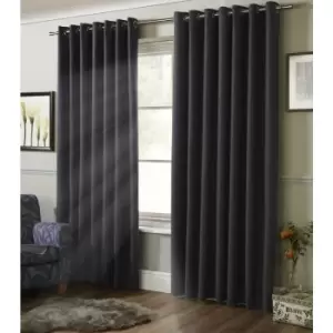 100% Blackout Eyelet Ring Top Curtains Charcoal 61 x 90 - Charcoal