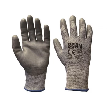 Scan Grey PU Coated Cut 5 Gloves - M (Size 8)
