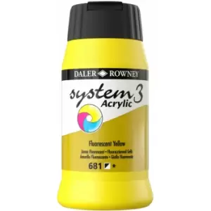 System 3 Acrylic Paint Fluorescent Yellow (500ml) - Daler Rowney
