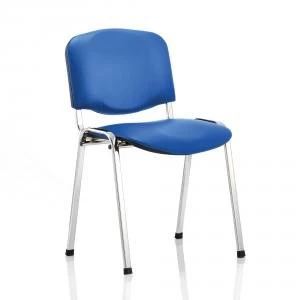 Trexus ISO Stacking Chair Without Arms Blue Vinyl Chrome Frame Ref