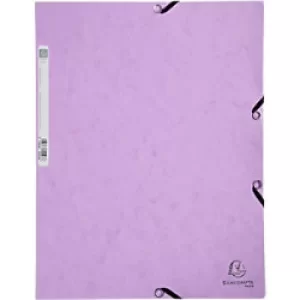 Exacompta Elasticated 3 Flap Folder A4, 400gsm, Mauve, Pack of 25