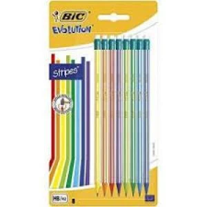 Bic Evo Striped Pencil with Eraser 8 pack