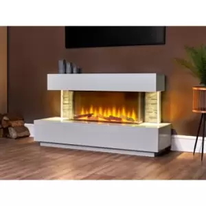 Adam - Aspen White Marble & Slate Fireplace with Downlights & Sahara Electric Fire, 50 Inch