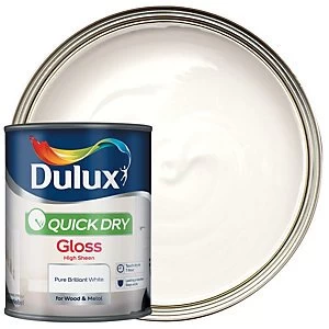 Dulux Quick Dry Pure Brilliant White Gloss High Sheen Paint 750ml