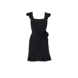 Adrianna Papell Crepe Flounce Dress - Black