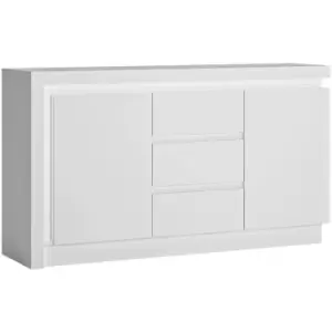 Furniture To Go - Lyon 2 Door 3 Drawer Sideboard (including LED lighting) in White and High Gloss - White and High Gloss