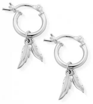ChloBo Womens Double Feather Small Hoop Earrings Jewellery