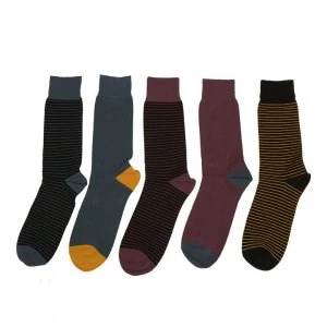 Wildfeet 5 Pack Thin Stripe Socks - Black