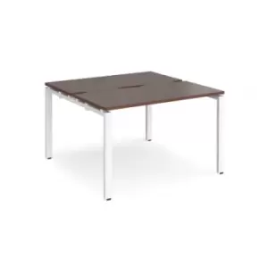 Bench Desk 2 Person Starter Rectangular Desks 1200mm Walnut Tops With White Frames 1200mm Depth Adapt