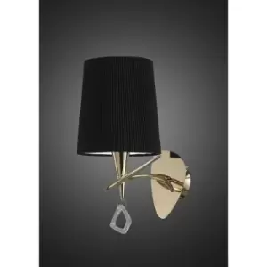 Mara wall light with switch 1 E14 bulb, gold with Black lampshade