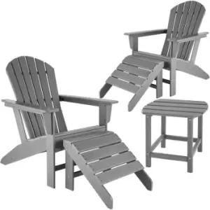 Rustic garden set 2 Chair, 2 Footrest, 1 Table - garden table and chairs, bistro set, sun loungers - light grey - light grey
