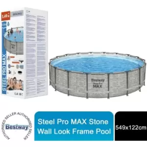 Bestway - Steel Pro max Stone Wall Look Frame Pool Set with Filter Pump 549x122 cm