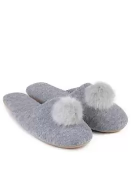 TOTES Cashmere Wool Blend Mule Slipper - Grey, Size 7-8, Women
