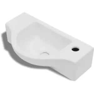 Ceramic Bathroom Sink Basin with Faucet Hole White Vidaxl White