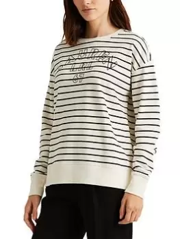 Lauren by Ralph Lauren Kappy Long Sleeve Sweatshirt, Cream/Black Size XS Women
