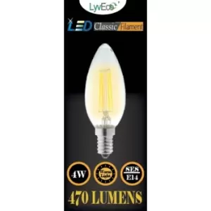 Lyveco SES Candle Clear LED 4 Filament 470 Lumens Dimmable 2700K 4 Watt