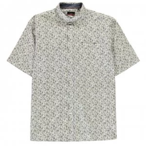 Pierre Cardin Short Sleeve Patterned Shirt Mens - White/Blk Paisl