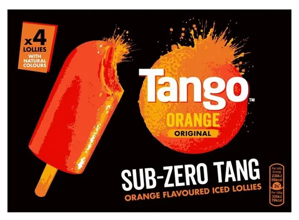 Tango Orange Sub Zero Tang Lollies 70ml 4x Pieces