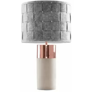 Cement / Stone & Copper Table Lamp + Grey Felt Weave Light Shade - No Bulb