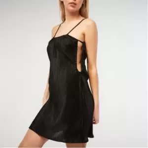 Missguided Cami Plisse Tie Side Cut Out Mini Dress - Black