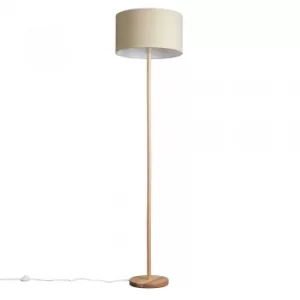 Heather Light Wood Floor Lamp with XL Mink Reni Shade