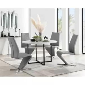 Furniture Box Adley Grey Concrete Effect Storage Dining Table and 4 Grey Willow Chairs