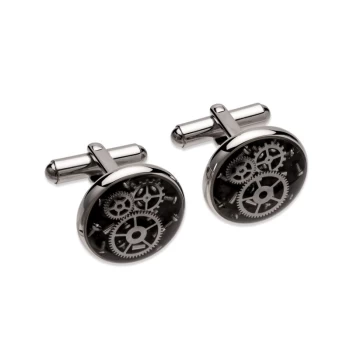 Unique & Co. Stainless Steel Cufflinks with Black Carbon Fibre